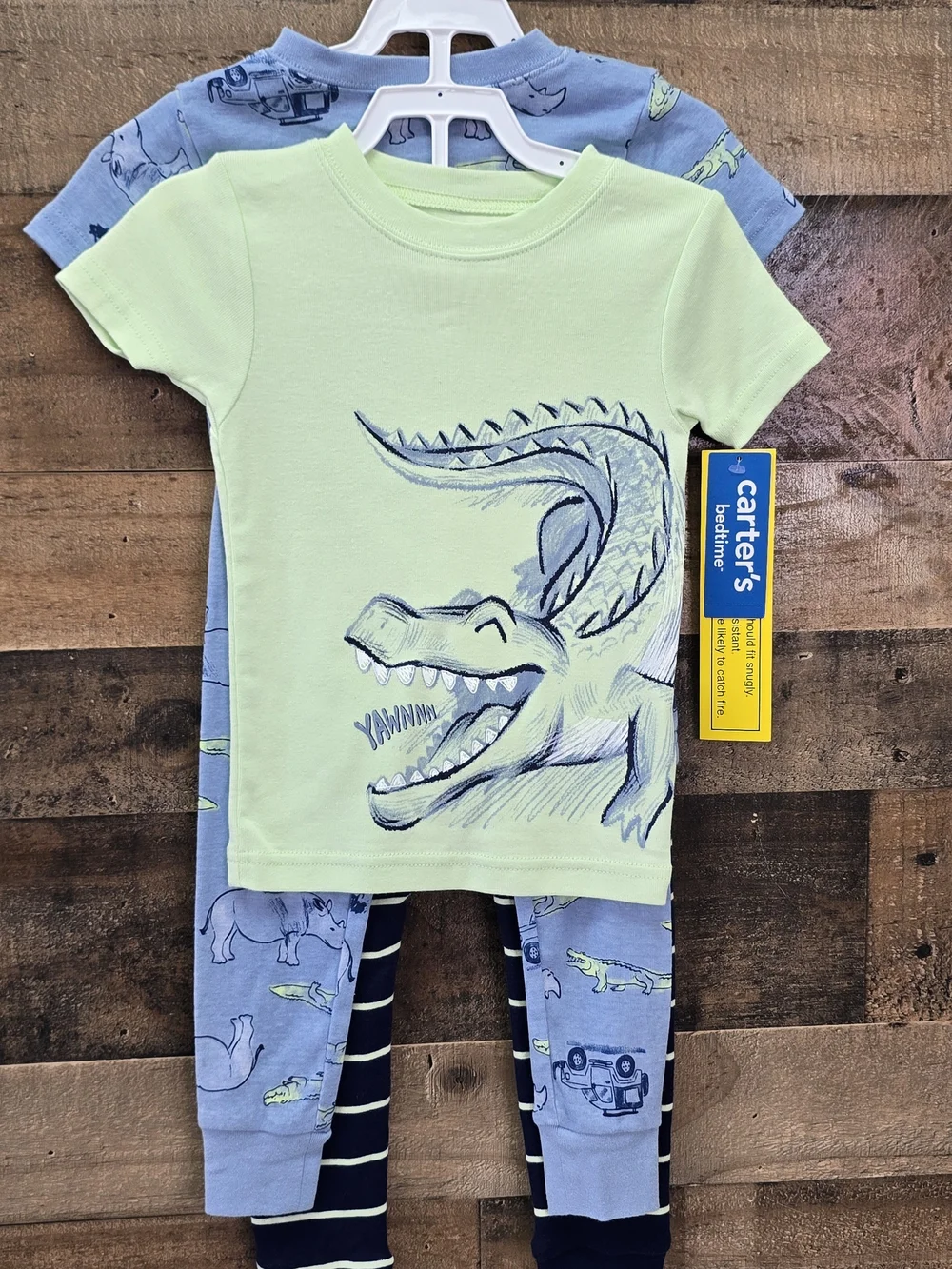 Carter's Light Green & Blue Alligator Pajama Set 4pcs 2T
